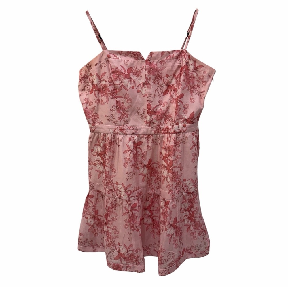 Intermix Pink Floral Silk Blend Babydoll Mini Dress Cottagecore Size 10 Romantic - Picture 12 of 16